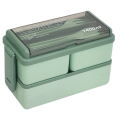 1400 ml Large-capacity Double Layer Plastic Lunch Box for Adults, Kids Leak Proof Meal Prep Portion Control Boxes Style for Compartment Slim Container.