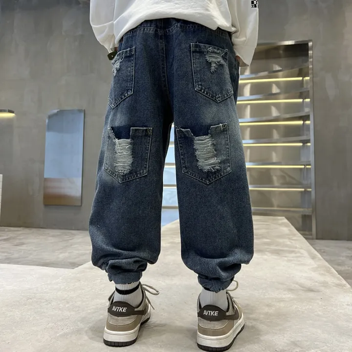 2024%20Autumn%20New%20Boy%20Pants%202%204%206%208%2010%20Yrs%20Jeans%20Loose%20Casual%20Back%20Patch%20Denim%20trousers%20Teenage%20School%20Boy%20Spring%20Children's%20Pants%20-%20Image%205