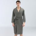 Gent's Comfortable Plus Size Water-Absorbing Quick-Drying Spa Sweat Bathrobe Couple Robes Pajamas Thin Kimono Waffle for Men’s. 