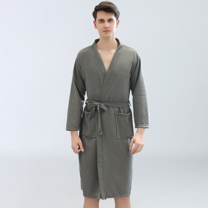 Gent's%20Comfortable%20Plus%20Size%20Water-Absorbing%20Quick-Drying%20Spa%20Sweat%20Bathrobe%20Couple%20Robes%20Pajamas%20Thin%20Kimono%20Waffle%20for%20Men%E2%80%99s%20-%20Image%205