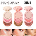 Blush Natural High-gloss Contour Powder 3 In 1 Face Contouring Highlighter Women Face Makeup Palette. 