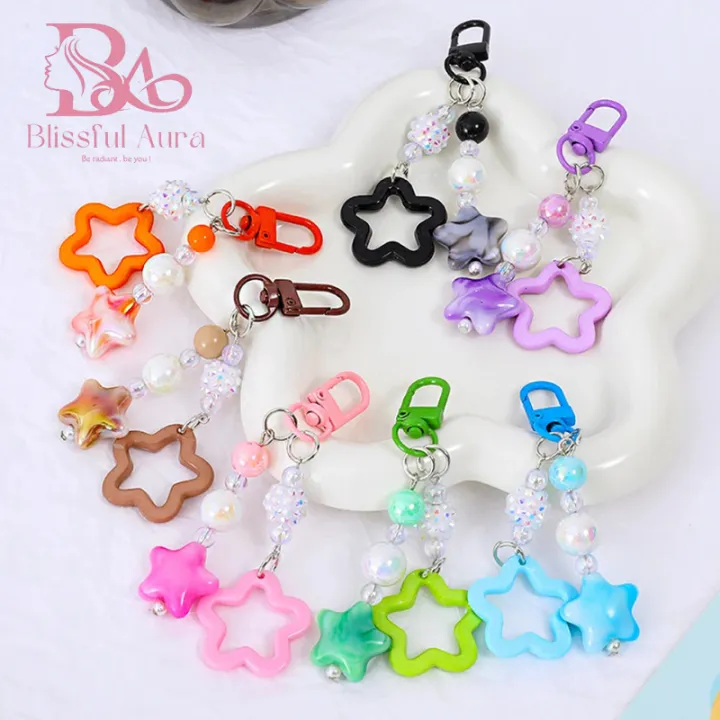 Lovely%20Colorful%20Hollow%20Star%20Keychain%20Fashion%20Cloud%20Beaded%20Pendant%20Keyring%20-%20Image%203