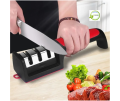 Kitchen 3-Segment Knife Sharpener Household Multi-Functional Hand-Held 3-Purpose Black sharpening stone. 