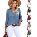 Woman's High Quality Best Selling Comfortable Ladies' Blouses Woman Shirt single breasted long-sleeved loose shirt.