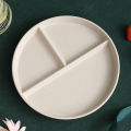 【Online】 Three-Grid Western Compartment Plate For Food Fruit Salad Divided Plate Wheat Straw Diet Meal Plate Food Tray Kitchen Dinnerware Lingxue. 