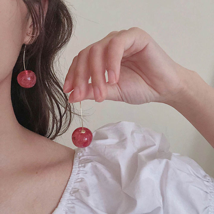 Korean%20Cute%20Cherry%20Fruit%20Shaped%20Drop%20Earrings%20For%20Women%20Sweet%20Temperament%20Girls%20Unusual%20Earrings%20Party%20Jewelry%20Gifts%20-%20Image%207
