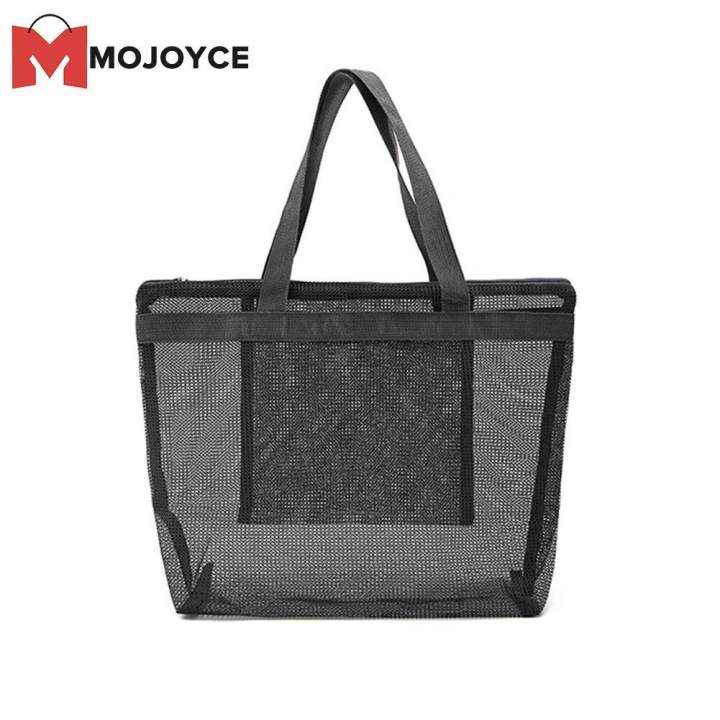 Women Transparent Handbags Large Shopping Beach Totes Mesh Shoulder Bags