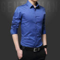 Slim Fit blue Cotton Long Sleeve Formal Shirt For Men. 