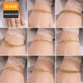 Stainless steel jewelry wholesale, women's 18K gold titanium steel small waist bracelet, zircon shiny design bracelet.