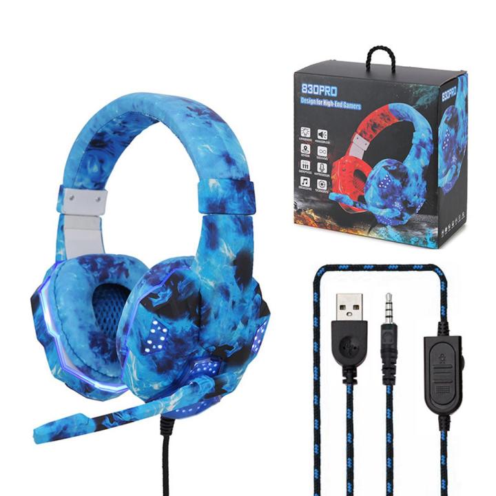830Pro Gaming Headsets Gamer Headphones Surround Sound Stereo Wired Earphones USB Microphone Colourful Light PCLaptop with Portability Geartronic