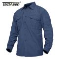 TACVASEN Men's Tactical Shirts Summer Lightweight Quick Drying Shirts Hiking Nylon Shirts Long Sleeve Outdoor Work Cargo Shirts. 