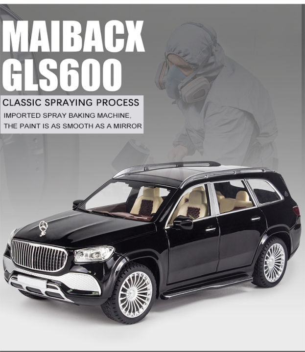 1:28 Mercedes Maybach GLS 600 Diecast Alloy Car ChiMei Luxurious Simulation Toy Vehicles Metal Car 6 Doors Open Model Car Sound Light Toys For Gift