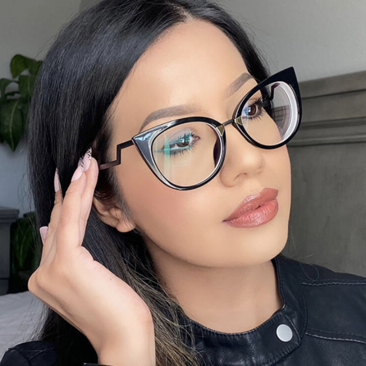 Professional TR90 Blue Light Blocking Reading Glasses European American Fashion Cat Eyeglasses Frame ins Flat Mirror 2023 New
