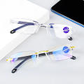 Floor mounted stalls Frameless smart glasses Trendy Ultra light Intelligent zoom Edge cut glasses Edge cut New design Blue light blocking glasses for Office use Reading glasses Computer glasses.