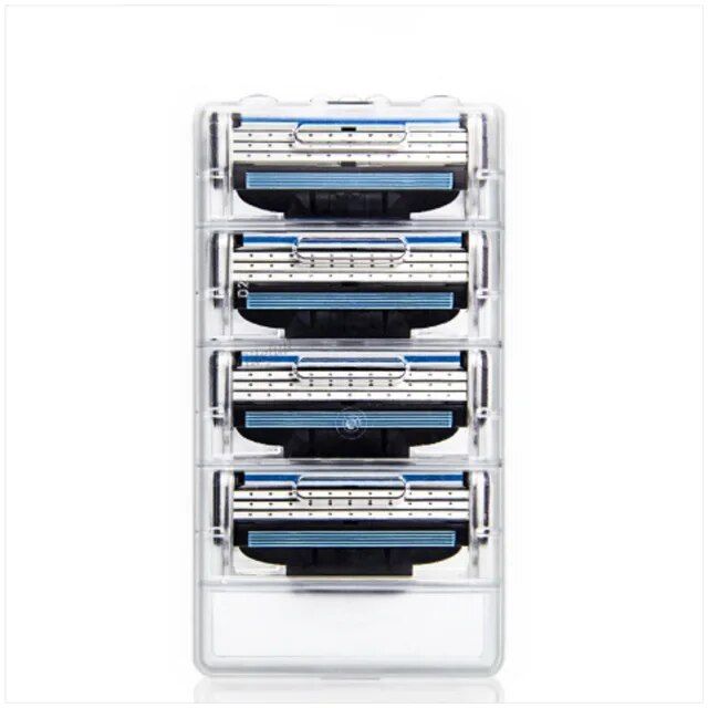 【Broad Sunlight shop】(NEW)4pcs Razor 3 Layers For Gillette Mach3 Straight Razor Fit Sensitive Safety Razor Replaceable Heads