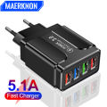 48W USB Charger 4 Ports Quick Charge 3.0 4.0 Universal Wall Mobile Phone Chargers Fast Charging For iPhone 12 X Xiaomi Tablet. 