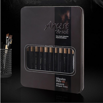 Giorgione 12 Pcs Nylon Hair Of Painting Brush Iron Box Paint Brushes Set For Watercolor Oil
