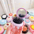 Cute Cartoon Folding Air Cushion Comb with Mirror Compact Pocket Comb Portable Travel Hair Brush Cosmetic Mirror Head Massager. 