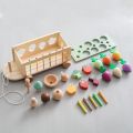 Montessori Wooden Baby Carrot Car Pulling Toy Stretch Rope Hand-Pulled Turnip Car Shape Matching Toy Parent-Child Education Toys KankongAgu.