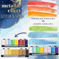 Superior Water color cake Paint set - 8 Metallic , pearl With Brush set. 