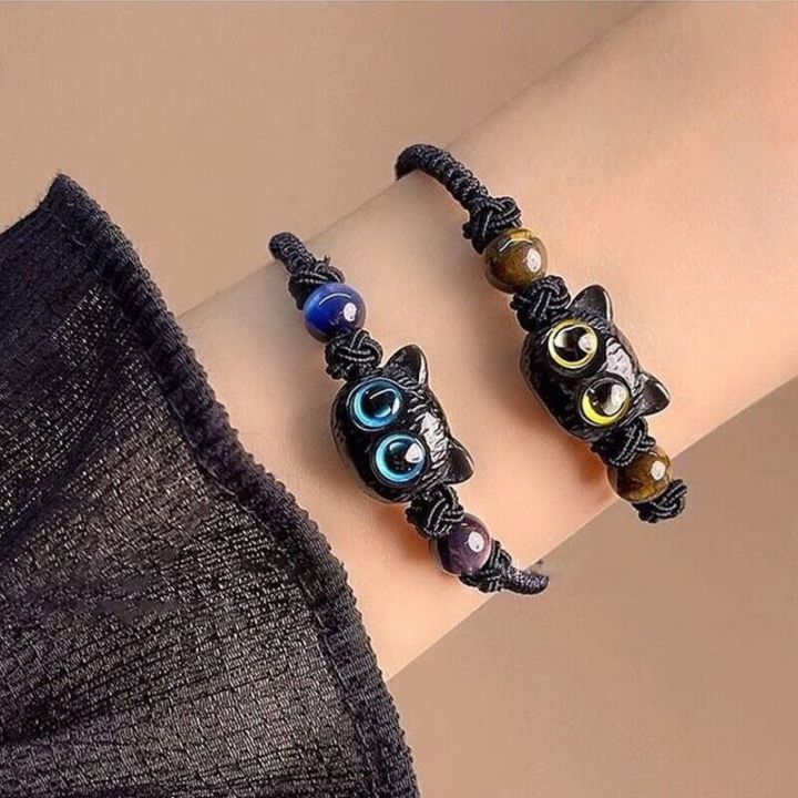 1/2Pcs%20Cute%20Cartoon%20Black%20Cat%20Bracelets%20For%20Couples%20Hand%20Woven%20Pull-out%20Bracelet%20Fashion%20Accessories%20for%20Girls%20Birthday%20Gift%20-%20Image%202