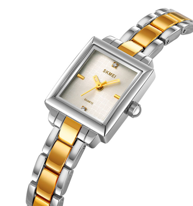 SKMEI%202315%20Women%E2%80%99s%20Luxury%20Stainless%20Steel%20Square%20Dial%20Waterproof%20Quartz%20Watch%20%E2%80%93%20Japan%20Movement%20-%20Silver%20Gold%20-%20Image%202