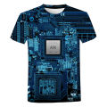 CPU electronic chip circuit board 3D printed T-shirt men women 2021 New Fashion casual short sleeve Harajuku streetwear tops. 