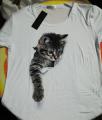 3D Printed Cat Design Women T-Shirt. 