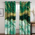 3D Modern Black Gold Abstract Art Marble Elegant Design 2 Pieces Thin Shading Window Drape Curtain for Living Room Bedroom Decor.