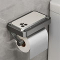 Nail Free Grey Toilet Paper Holder Aluminum Wall Mounted Toilet Paper Roll Holder Bathroom Accessories WC Decor Storage Shelf. 