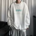 ins trendy brand crewneck sweatshirt men's Korean version trend simple autumn new hoodless loose autumn loose upper clothes.