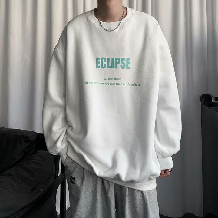 ins trendy brand crewneck sweatshirt men's Korean version trend simple autumn new hoodless loose autumn loose upper clothes