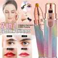 Electric Hair Remover Trimmer For Women, Rechargeable 2 in 1 Flawless Facial Razor, Painless Eyebrow Removal Shaver With LED Light For Lip Chin Bikini Fuzz Mustache. 