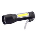 USB Rechargeable LED Mini Flashlight - Torchlight + COB LED Torchlight Micro USB Charging System Handheld Focus Portable Tactical Flashlight Torch of Zoomable. With New Stylish Fashionable Storage Box. - torch light. 
