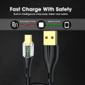 120W Transparent Head Woven C Type Data Cable - Type-C Super Fast Charging Cable - Durable Flash Charge For All Android Phone - 1/1.5/2M Digital Show Charger with Night Light. 