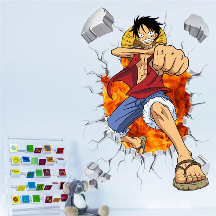 Monkey%20D%20Luffy%203d%20Broken%20Hole%20Wall%20Stickers%20For%20Kids%20Room%20Home%20Decoration%20One%20Piece%20Mural%20Art%20Diy%20Cartoon%20Wall%20Decals%20-%20Image%202