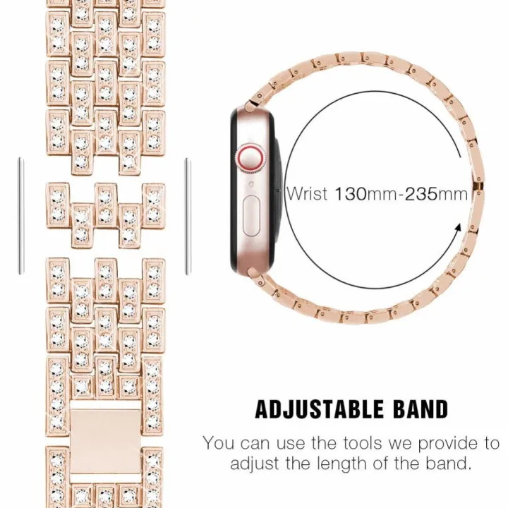 New-%20xDfind%20Bling%20Diamond%20Jewelry%20Metal%20Watch%20Band%20with%20Case%20For%20Apple%20Watch%20Series%2038mm%20-%20Image%203