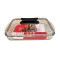 Oven Proof Glass Serving Dish with Glass Lid - Transparent. 