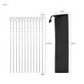 12Pcs Kabob Skewers for Grilling Metal Flat Stainless Steel Long BBQ Skewers 15 Inch. 