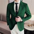 Green Brown Suit Jacket Casual Trendy Men Blazer Masculino British Daily Men Blazer Hombre Fashion Big Collar Slim Fit Suit Coat. 