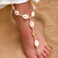 Summer beach style anklet chain, beaded shell anklet, ethnic style hand-woven rope shell anklet for women. 