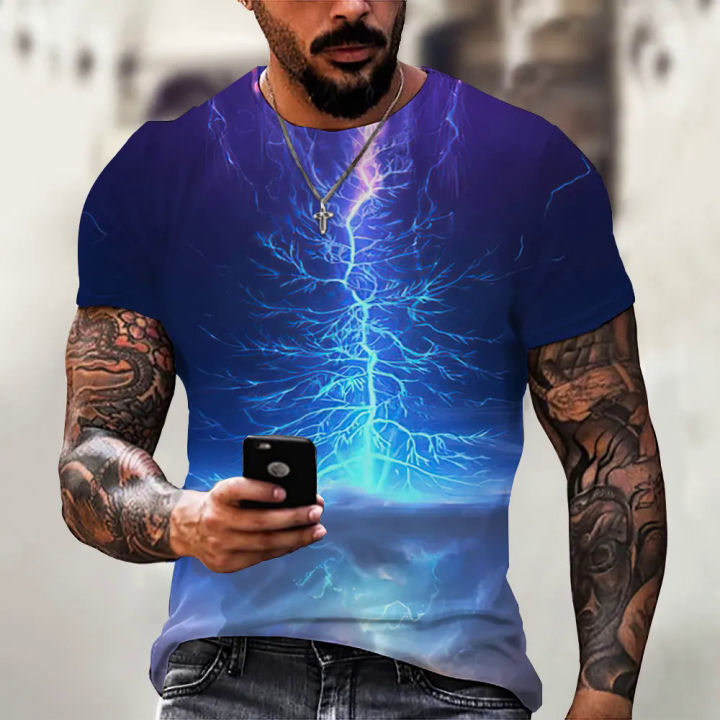 2022%20lightning%20cat%20men's%20T-shirt%203D%20digital%20personalized%20o%20neck%20short%20sleeve%20shirt%20tops%20summer%20oversized%20fashion%20cool%20streetwear%20-%20Image%207