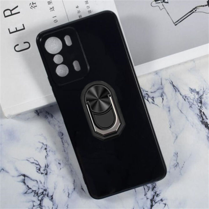 Magnet Phone Case For Infinix Zero 5G X6815, X6815B 6.78 2022 Shockproof Soft TPU Silicone Cover With Ring Holder