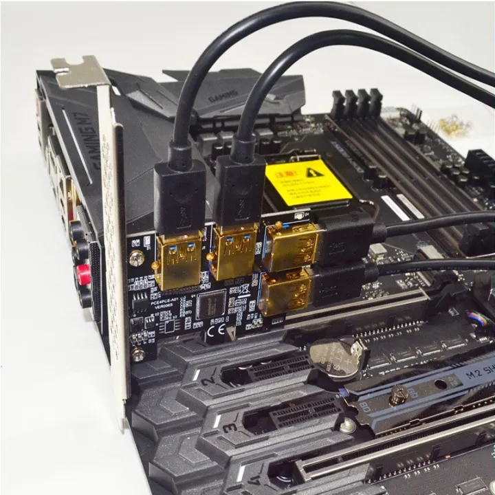 New%204%20Ports%20PCIe%20Riser%20Adapter%20Board%20PCI-E%201x%20to%204%20USB%203.0%20PCI-E%20Rabbet%20GPU%20Riser%20Extender%20Ethereum%20ETH/Monero%20XMR/Zcash%20ZEC%2016X%20External%20Slot%20Card%20Multiplier%20for%20Miner%20Mining%20BTC%20-%20Image%207
