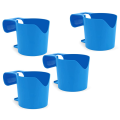4Piece Poolside Cup Holder for Above Ground Swimming Pool, Blue Plastic Pool Cup Holder for Drinks Fit 2 Inch or Less Poolside Top Bar. 