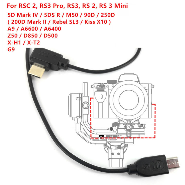 USB-C to Micro-USB Camera Control Cable for DJI RSC2 RS4 RS3