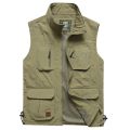 FGKKS Men Mesh Vest Multi Pocket Quick Dry Sleeveless Jacket Reporter Loose Outdoor Casual Thin Fishing Vests Waistcoat Male. 