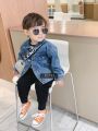 Boys girls kids winter non stretch denim jacket. 