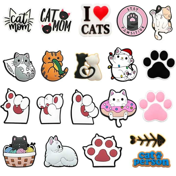 8/17/20/25/28pcs%20Cute%20Cats%20Shoe%20Charms%20for%20Croc%20Black%20Pink%20Paws%20Shoe%20Clips%20Decorations%20Funny%20Cowboy%20Cat%20Croc%20Jeans%20Xmas%20Gift%20-%20Image%207