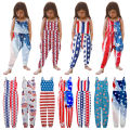 Girls children's summer suspender backless star jumpsuit American Independence Day climbing jumpsuit children's clothing. 